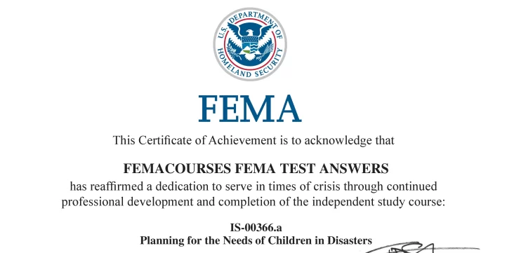 FEMA IS 366.A ANSWERS